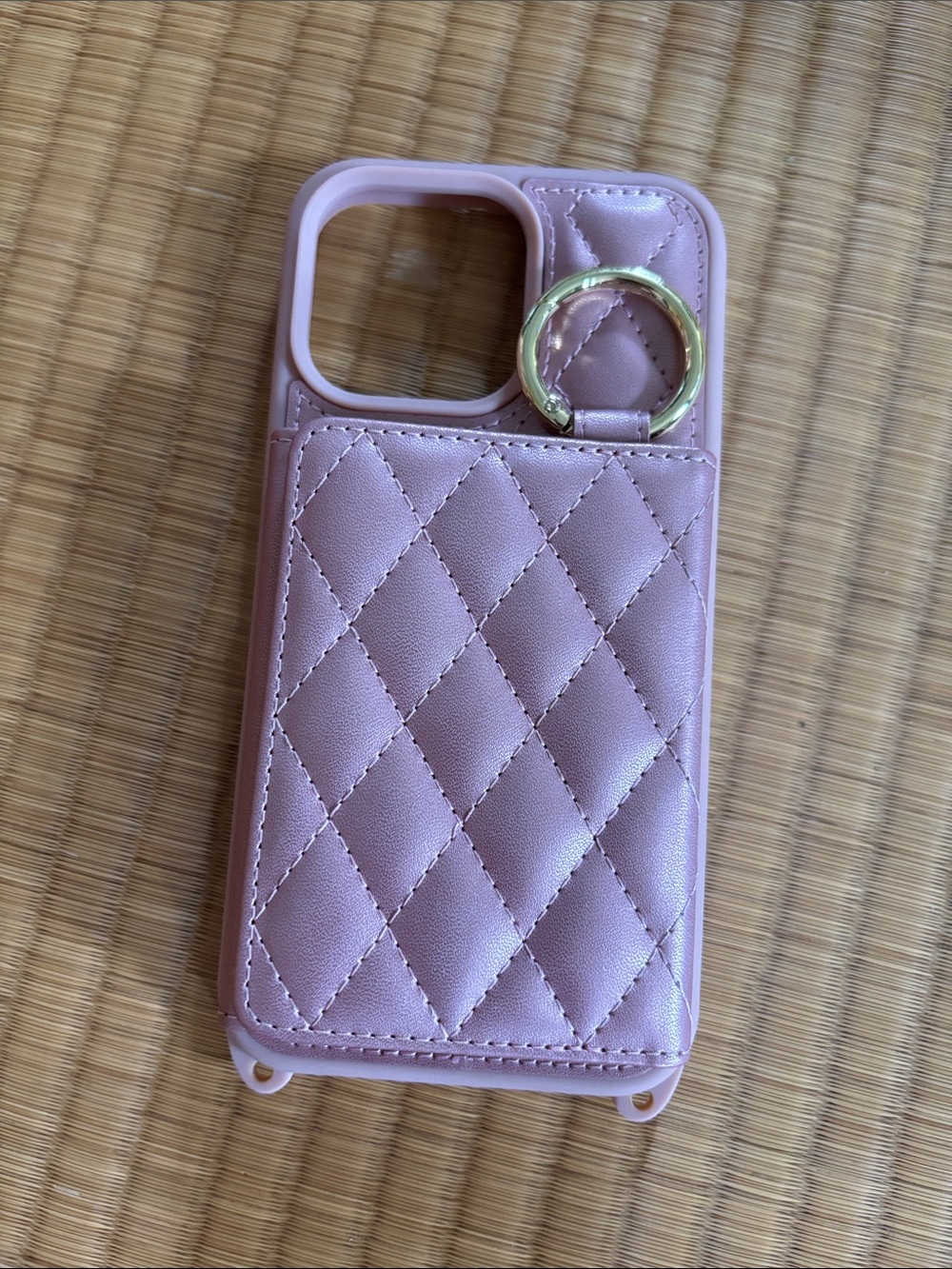 Pink Quilted Ring-Accent Phone Case
